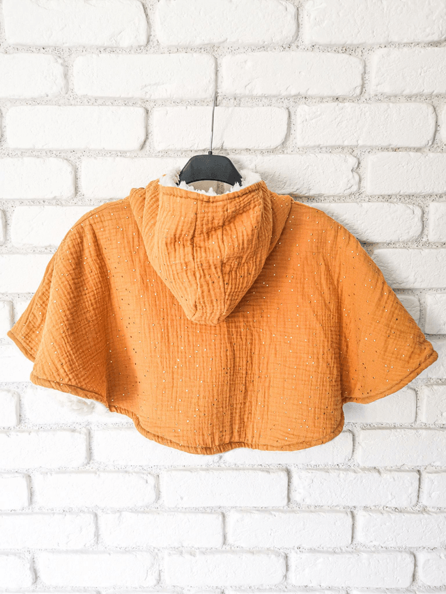 Poncho Bono en double gaze de coton Camel
