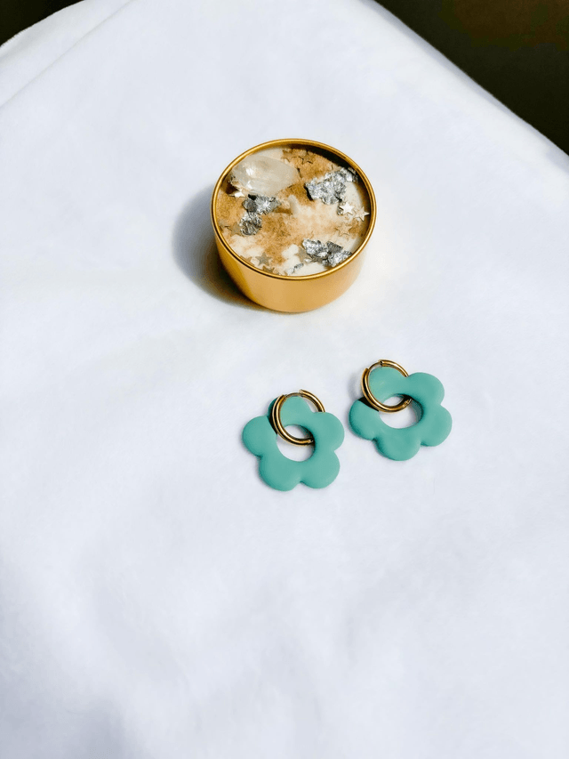Boucles d'oreilles Fleur verte